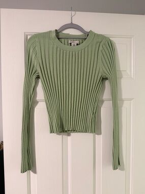 Sincerely Jules Sage Green Ribbed Long Sleeve Top